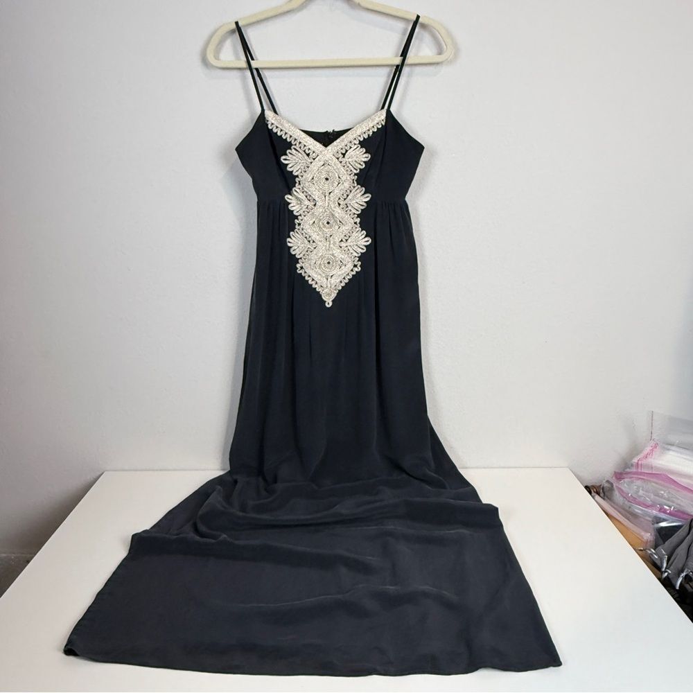 Lilly Pulitzer Kelsea Black Silk Gold Brocade Maxi Dress 0